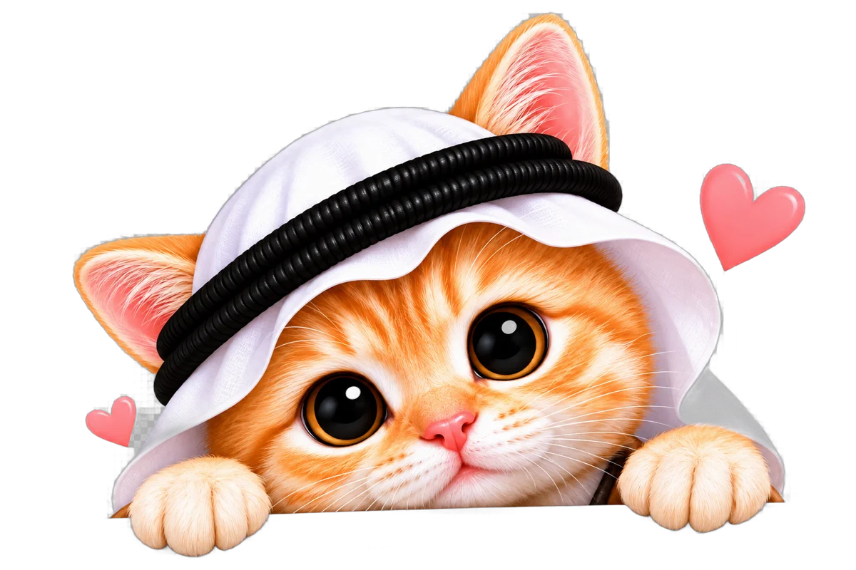 Peeking cat (transparent PNG)